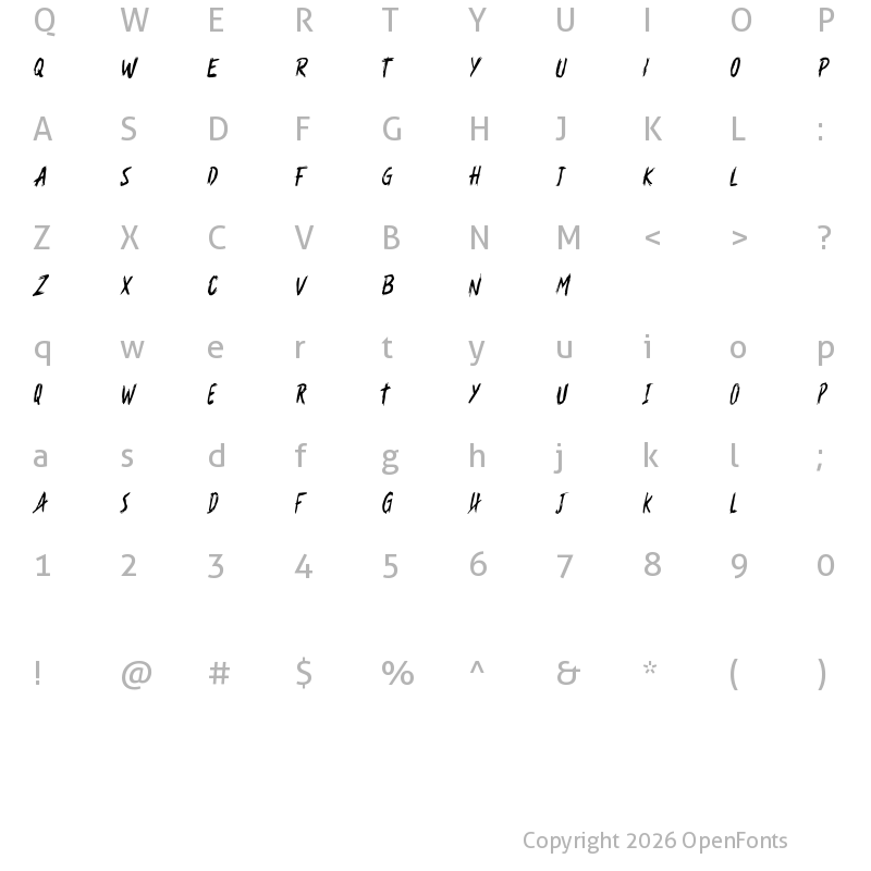 Character Map of Lonelyday FREE Regular