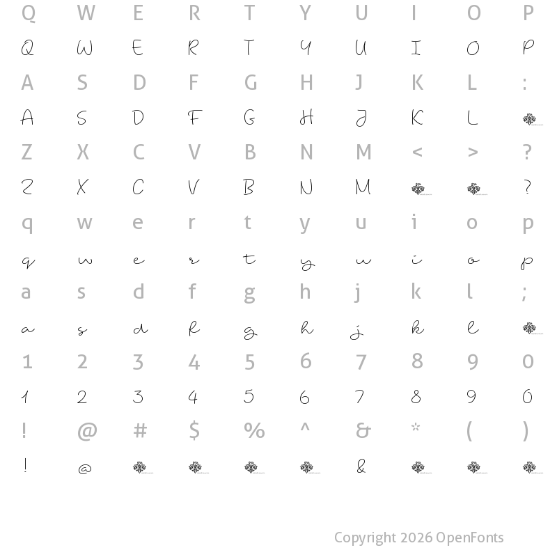 Character Map of Long Story Short Demo Regular