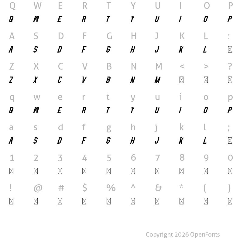 Character Map of Longless Demo Italic