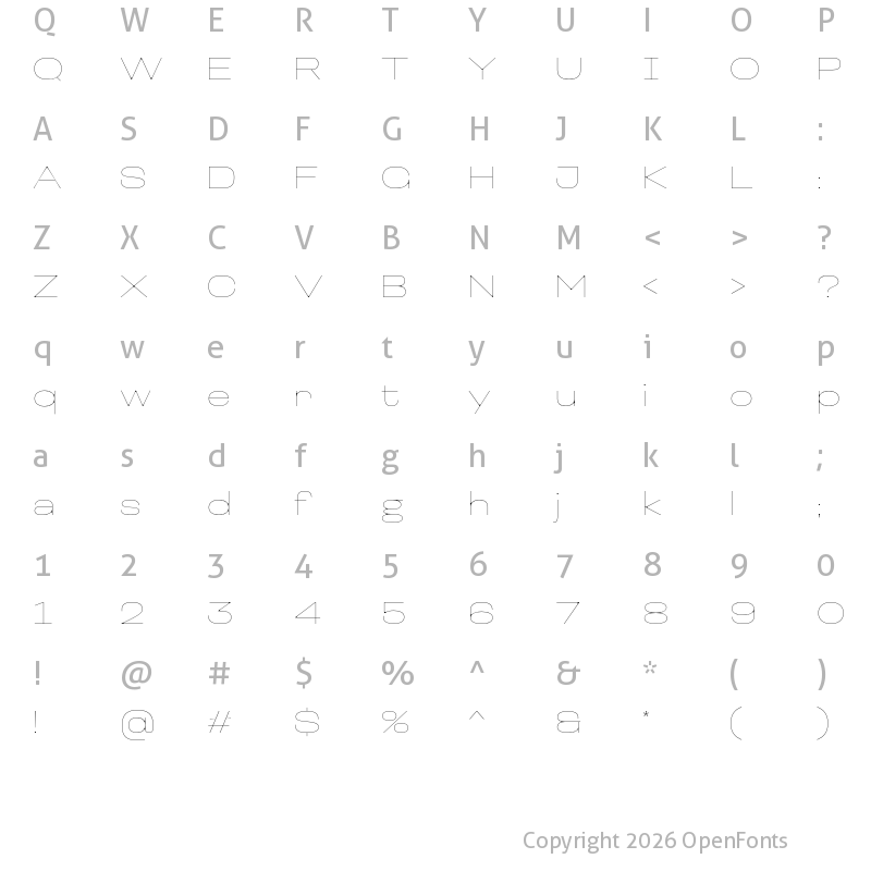 Character Map of Loos Extended Thin