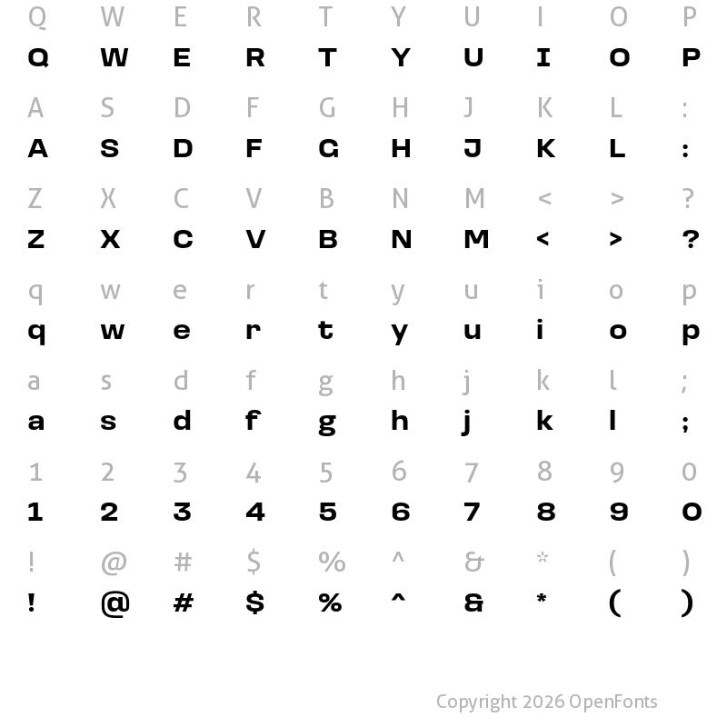 Character Map of Loos Wide Bold