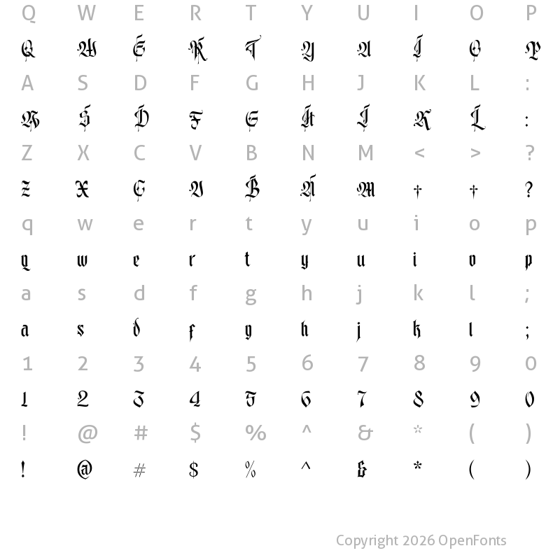 Character Map of Lordish Regular