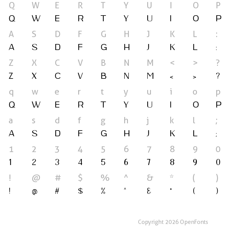 Character Map of Lorea Regular