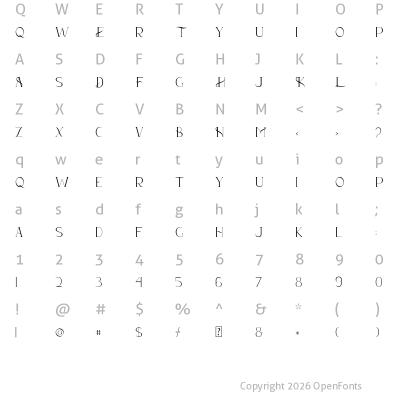 Character Map of Lorean Regular