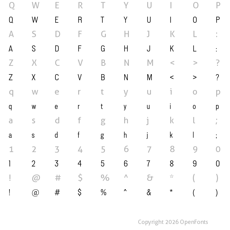 Character Map of Lorimer No 2 Light