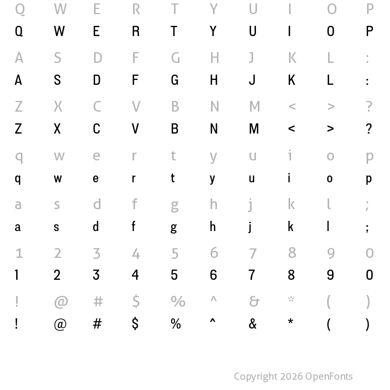 Character Map of Lorimer No 2 Medium