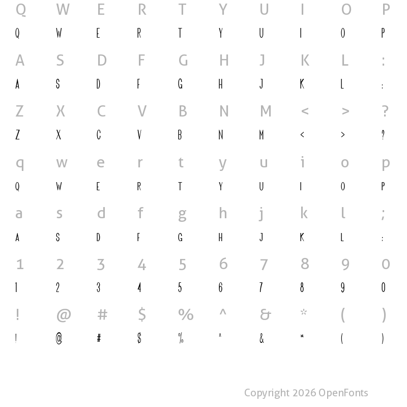 Character Map of Los Angeles sans Regular