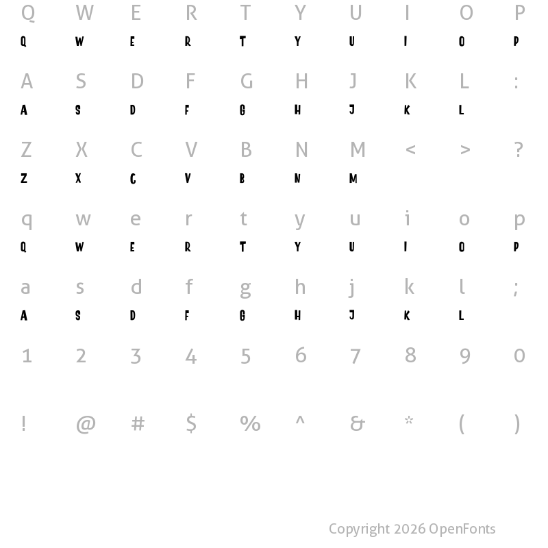 Character Map of Loskatos Free Regular