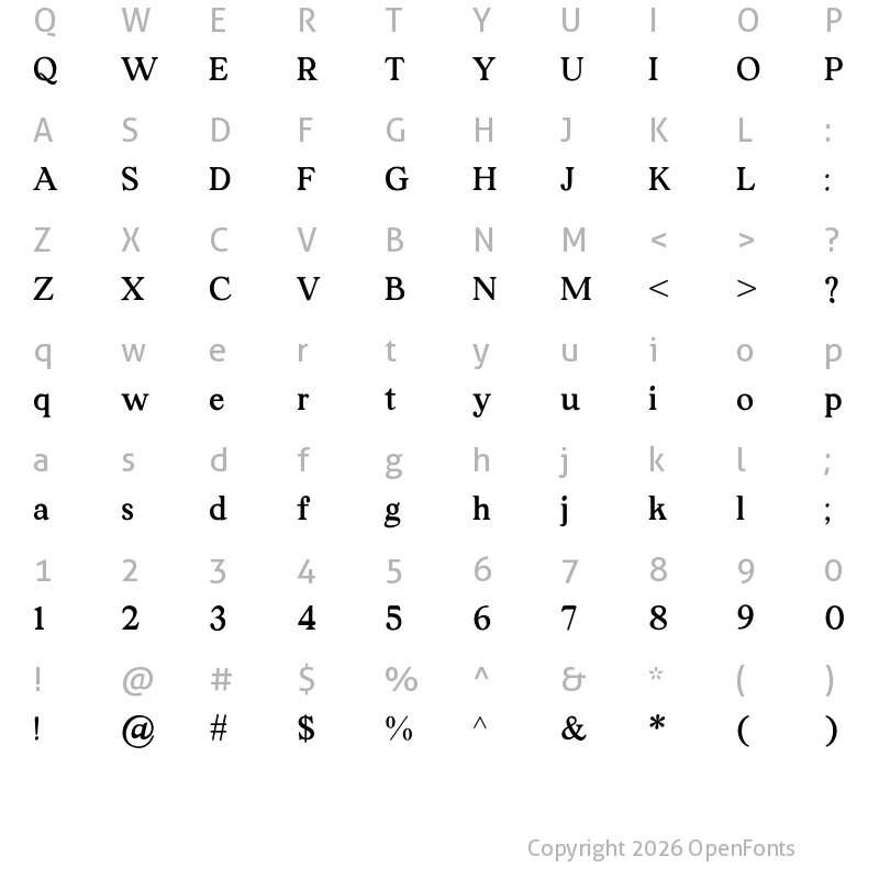 Character Map of Lost Castedral Regular