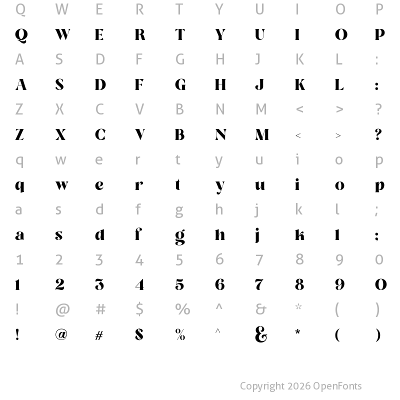 Character Map of Losta Masta Bold