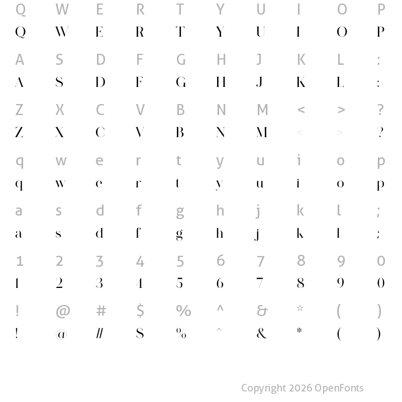 Character Map of Lostgun Plus Regular