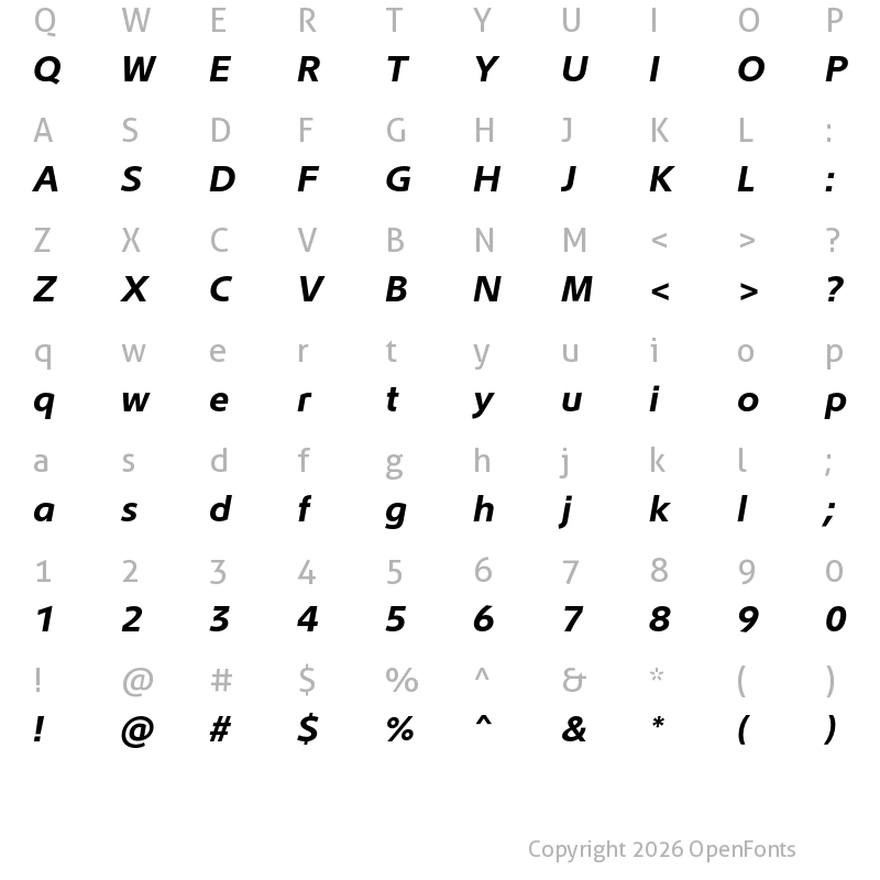 Character Map of Lotus Eden Bold Italic