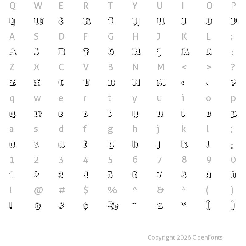 Character Map of Louisianne Shadow Regular