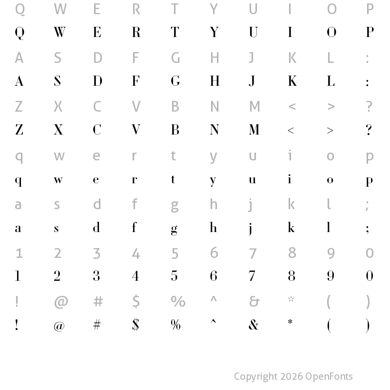 Character Map of Louvette Display Regular