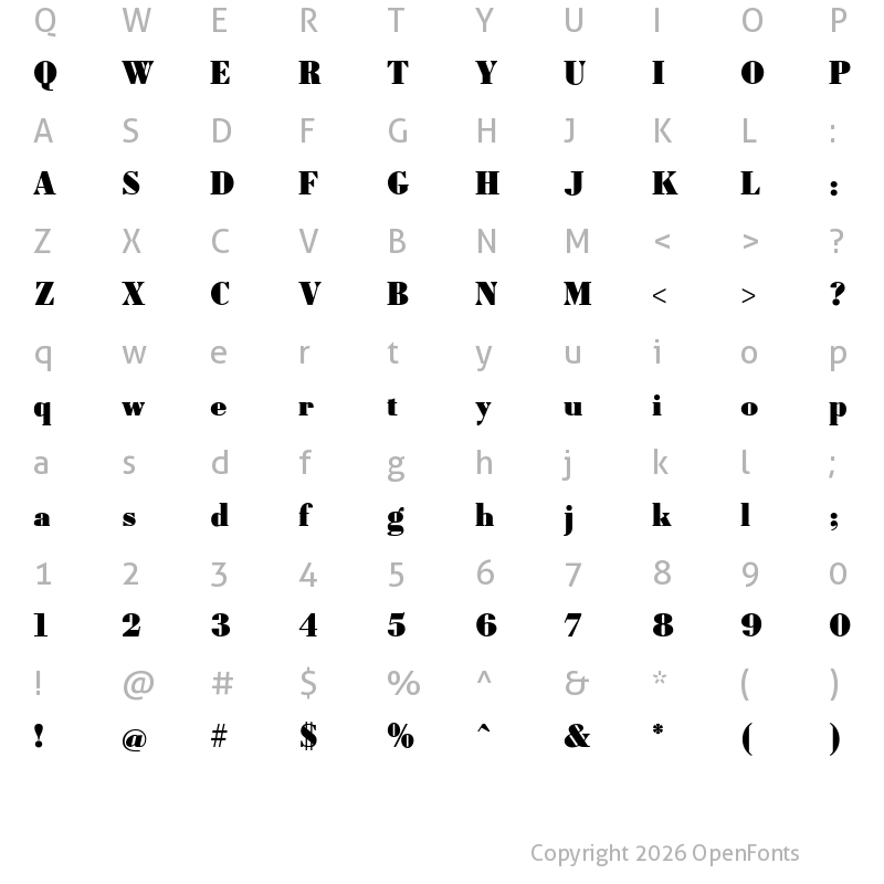 Character Map of Louvette Text Ultra