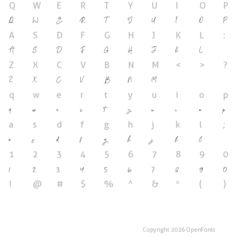 Character Map of Lova Romantic Regular