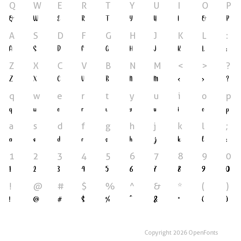 Character Map of Love Berry Regular