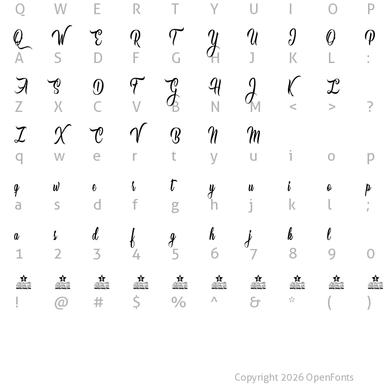 Character Map of Love Empire Personal Use Regular