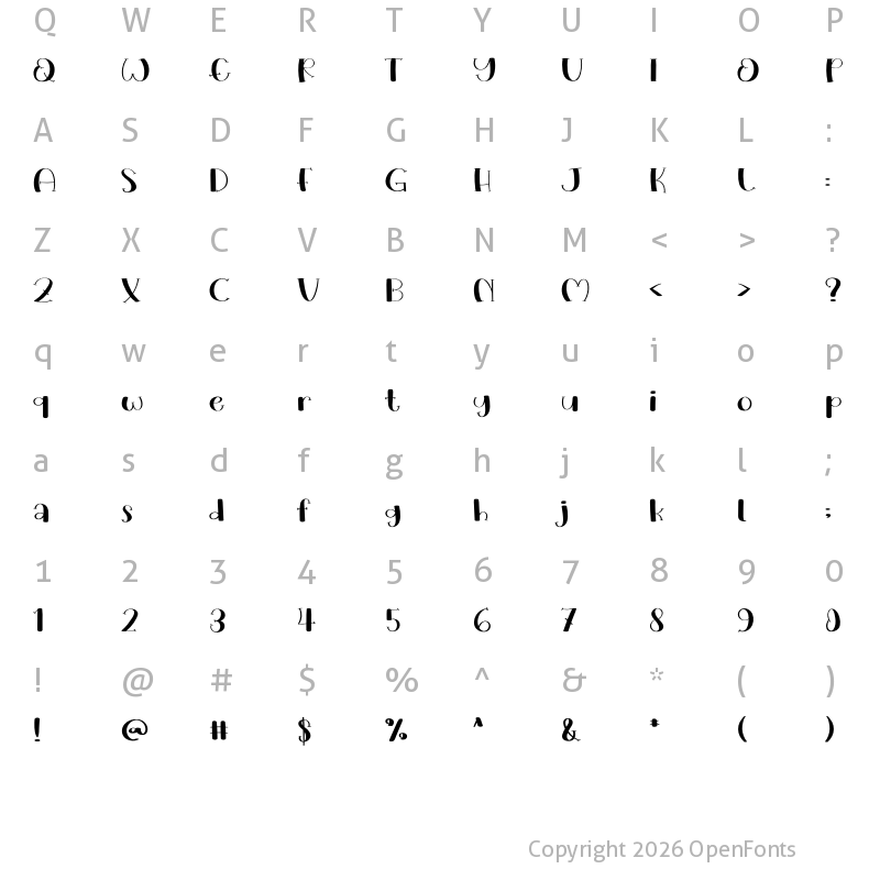 Character Map of Love Everywhere Regular