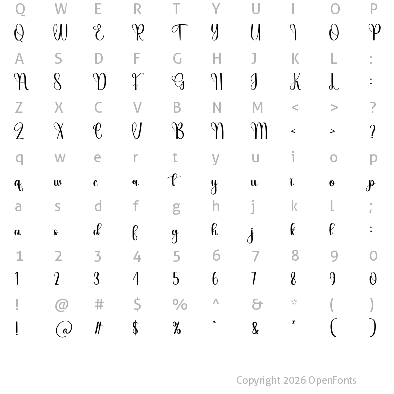 Character Map of Love Friend Regular