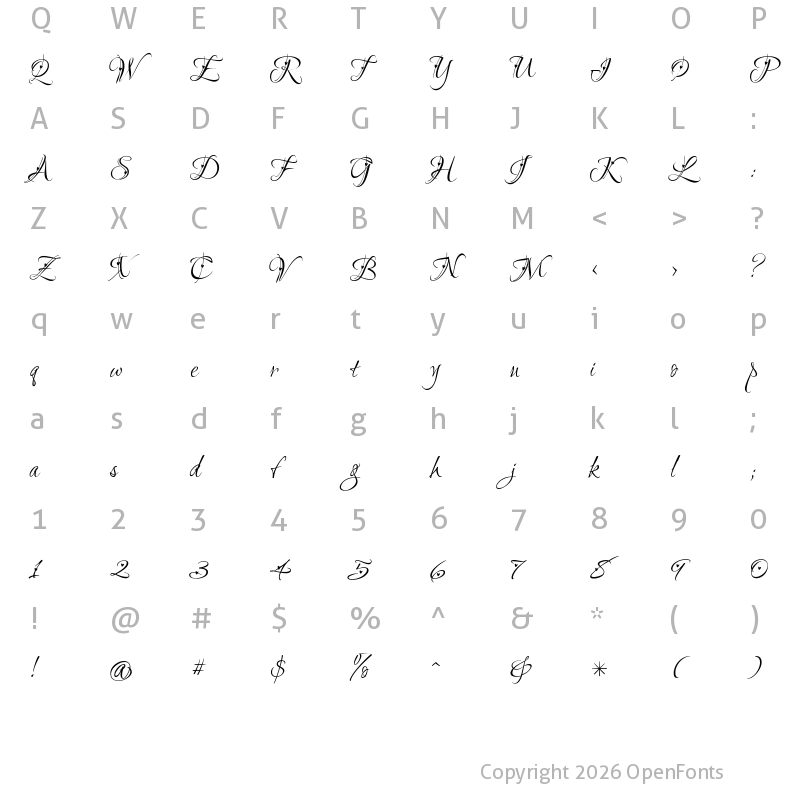 Character Map of Love Light Regular