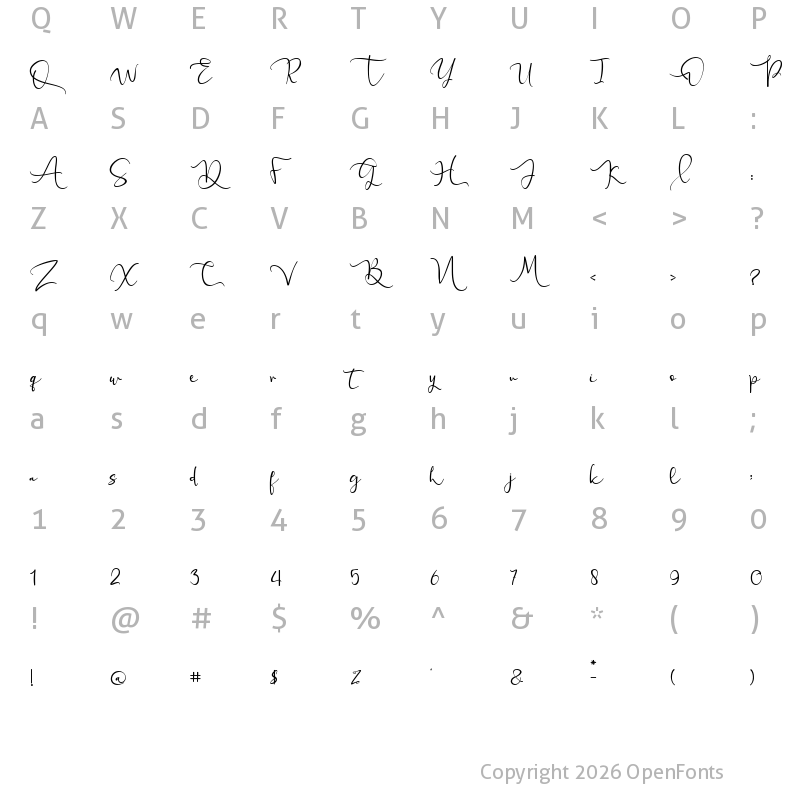 Character Map of Love Miracle Regular