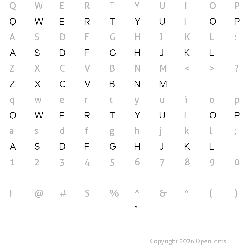 Character Map of Love Roma Regular