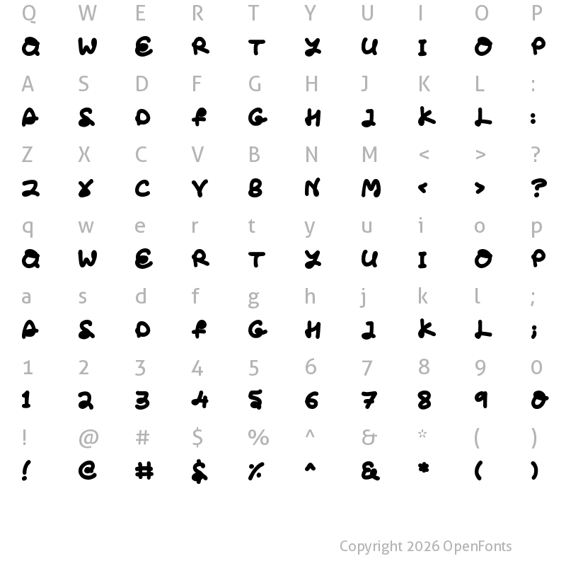 Character Map of Love The Fonts Regular