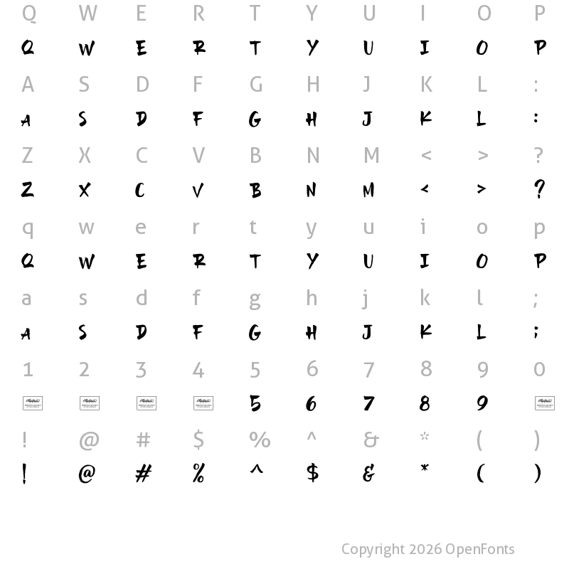 Character Map of Love & Thunder Regular