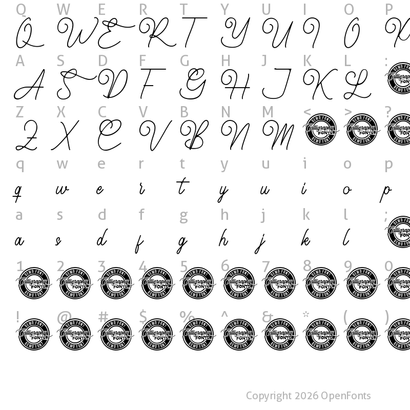 Character Map of Loveliness Demo Regular