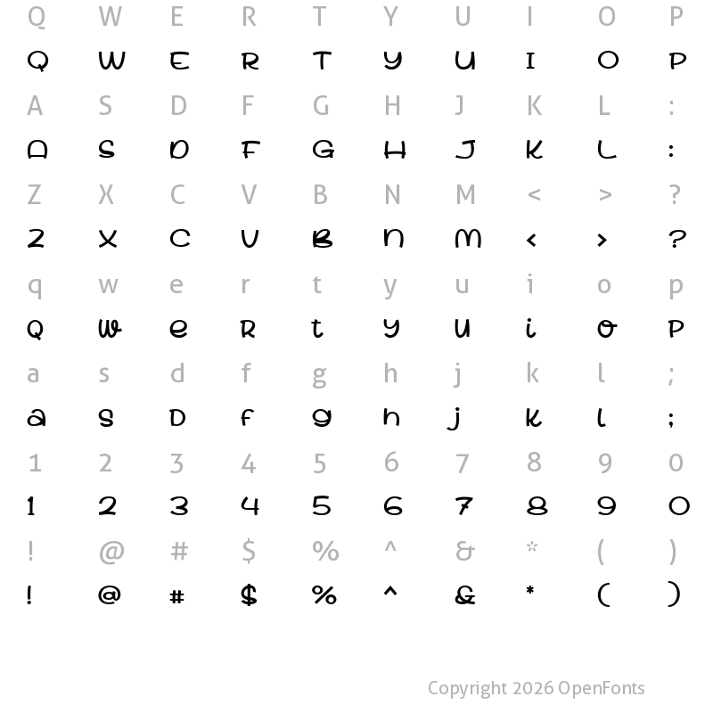 Character Map of Lovely Creamy Regular