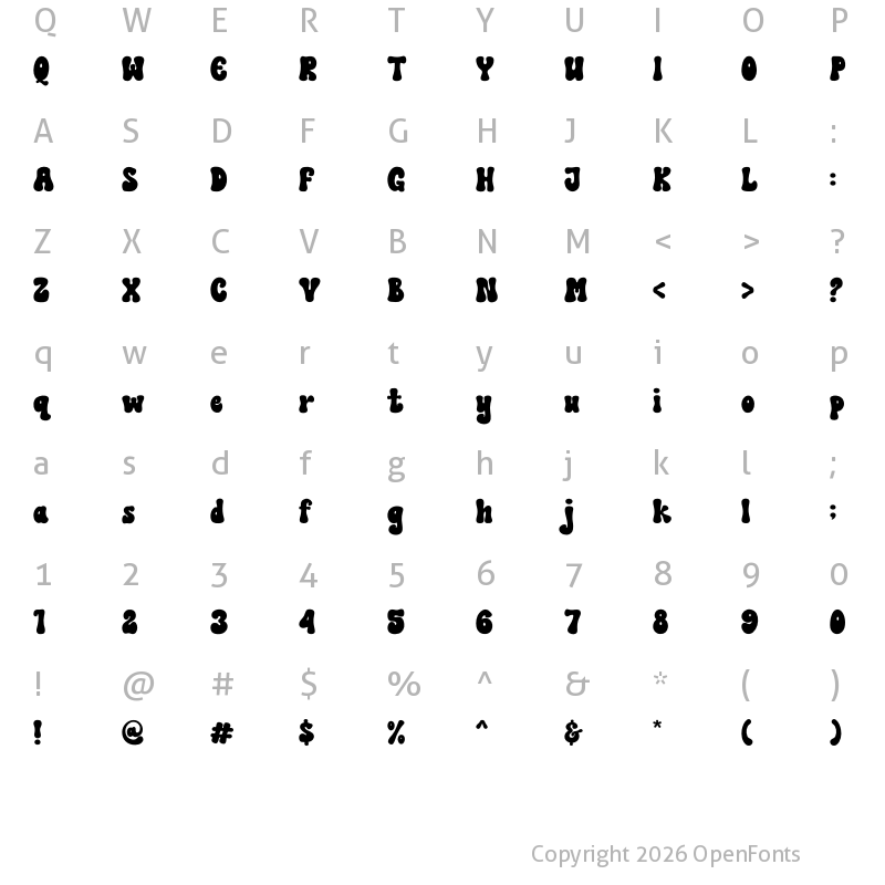 Character Map of Lovely Groovy Regular