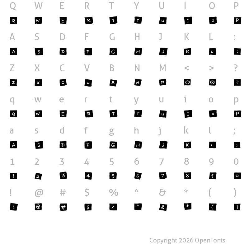 Character Map of Lovely Notes Regular