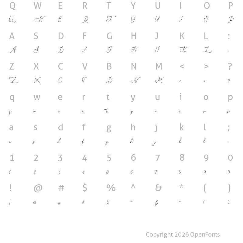 Character Map of Lovely Pretty Regular