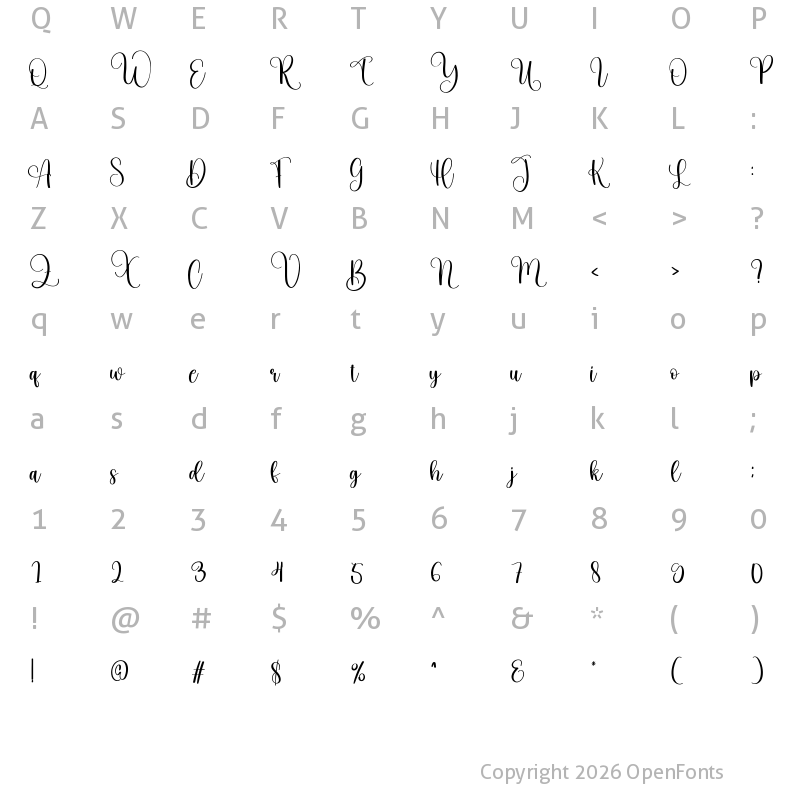 Character Map of Lovely Regular