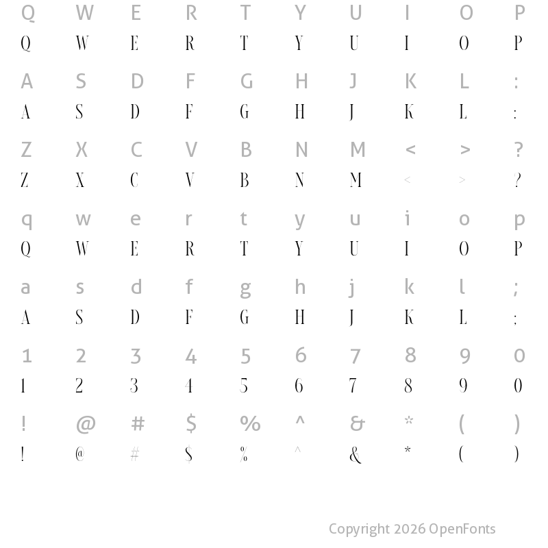 Character Map of Loverica DEMO Regular