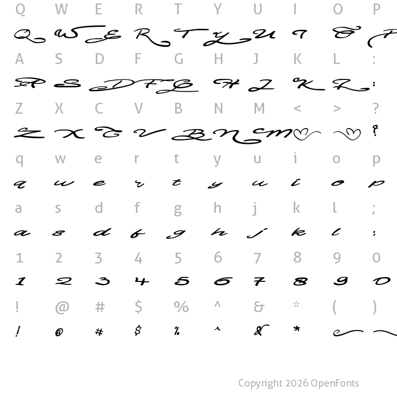 Character Map of Lovers Regular