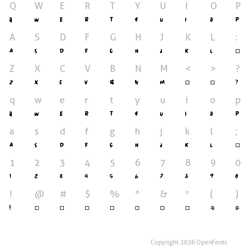 Character Map of LOVESCOOTER Regular