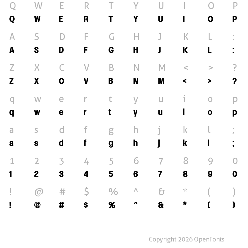 Character Map of Lowball Neue Bold