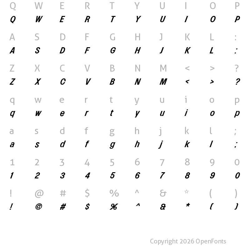 Character Map of Lowball Neue Medium Italic