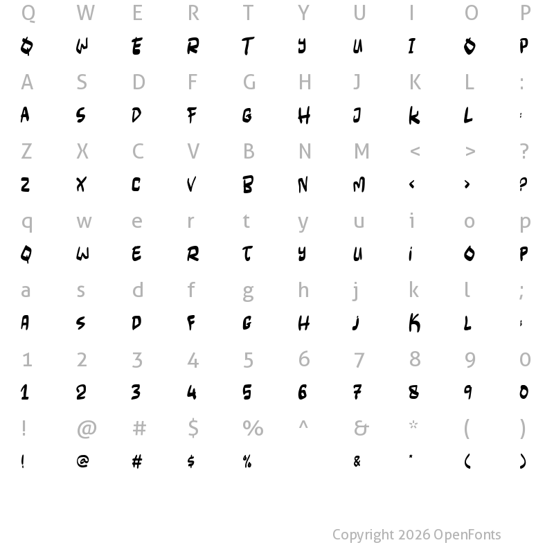 Character Map of Lowkey Regular