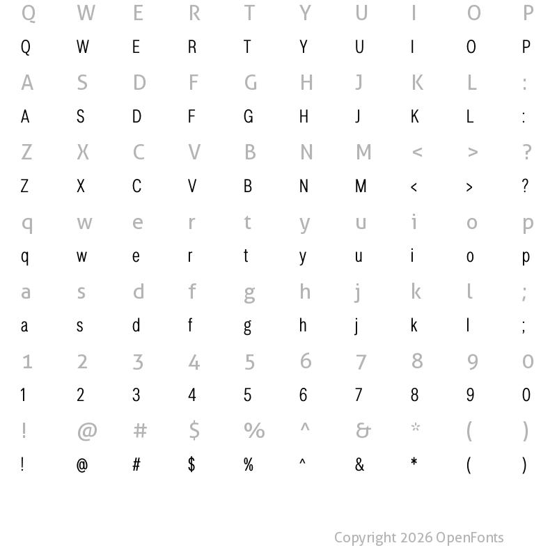 Character Map of LT Amber Condensed Regular
