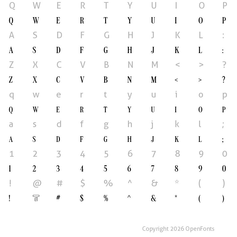 Character Map of LT Carpet Medium