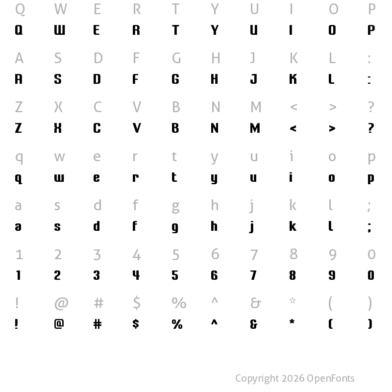 Character Map of LT Energy VF Bold