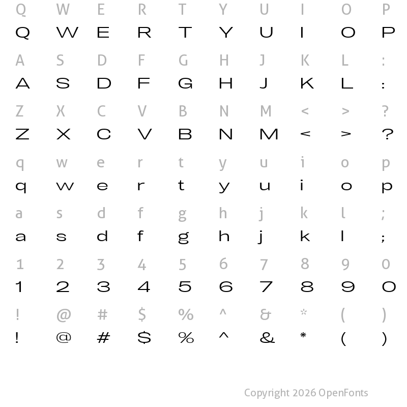 Character Map of LT Eyesight Extra Light Ultra Expanded