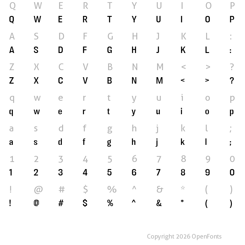 Character Map of LT Eyesight Regular