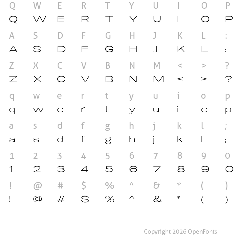 Character Map of LT Eyesight Thin Ultra Expanded