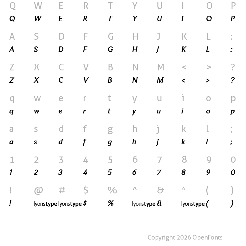Character Map of LT Marathon Bold Italic