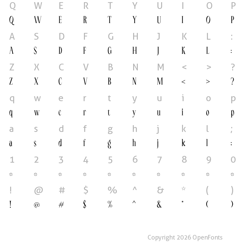 Character Map of LT Serif Regular