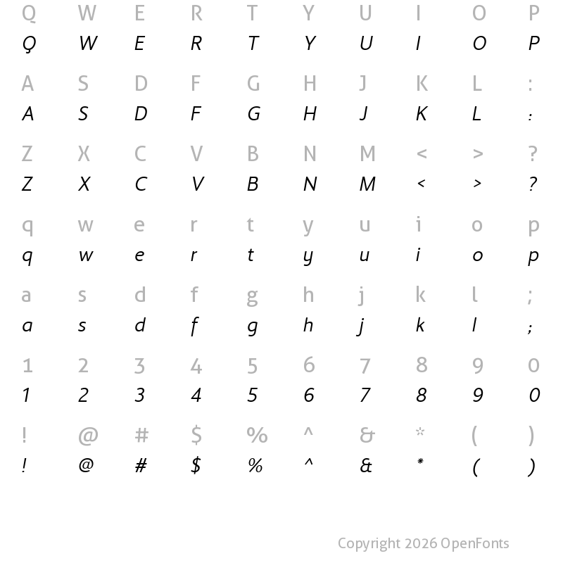 Character Map of LT Streak News Italic